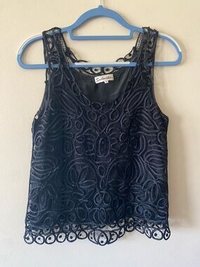 Soulmates Silk black Crochet Lace Camisole
